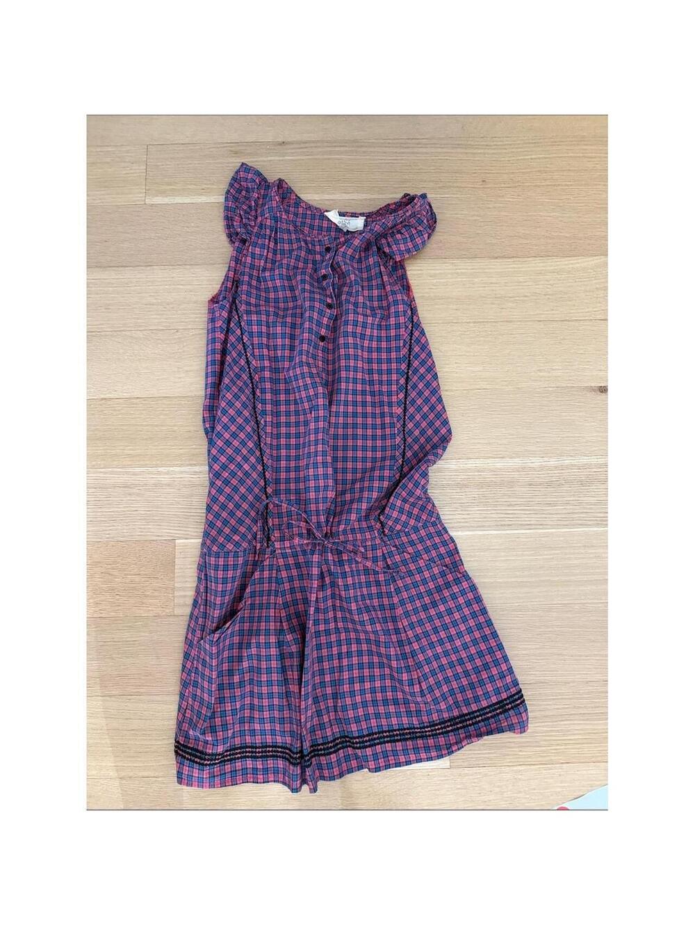 Vanessa Bruno Athe Pink Blue Plaid Sleeveless Ruffle Romper Womens 34